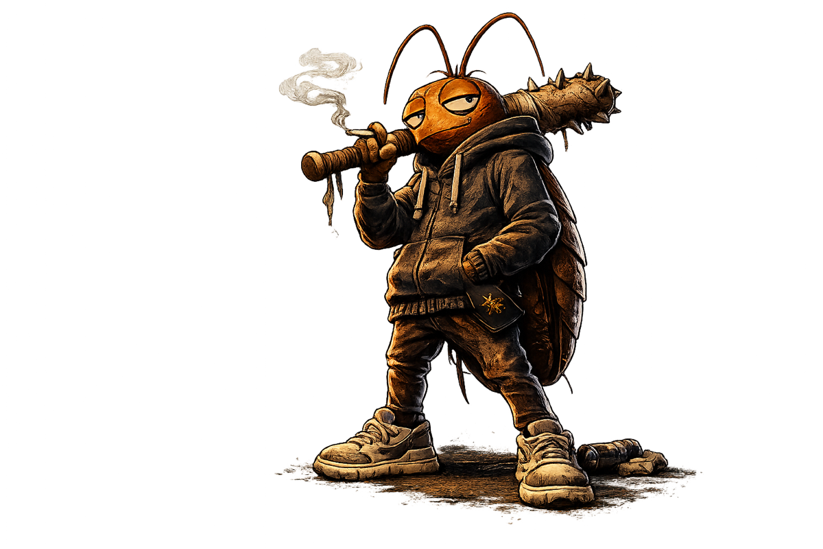 the boring cockroach — standing in warm sunset light